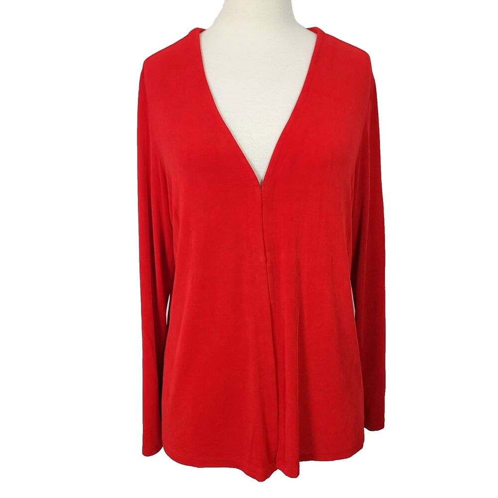 Private Edition Chicos Travelers Red Slinky Stretch Cardigan size 3 Womens XL